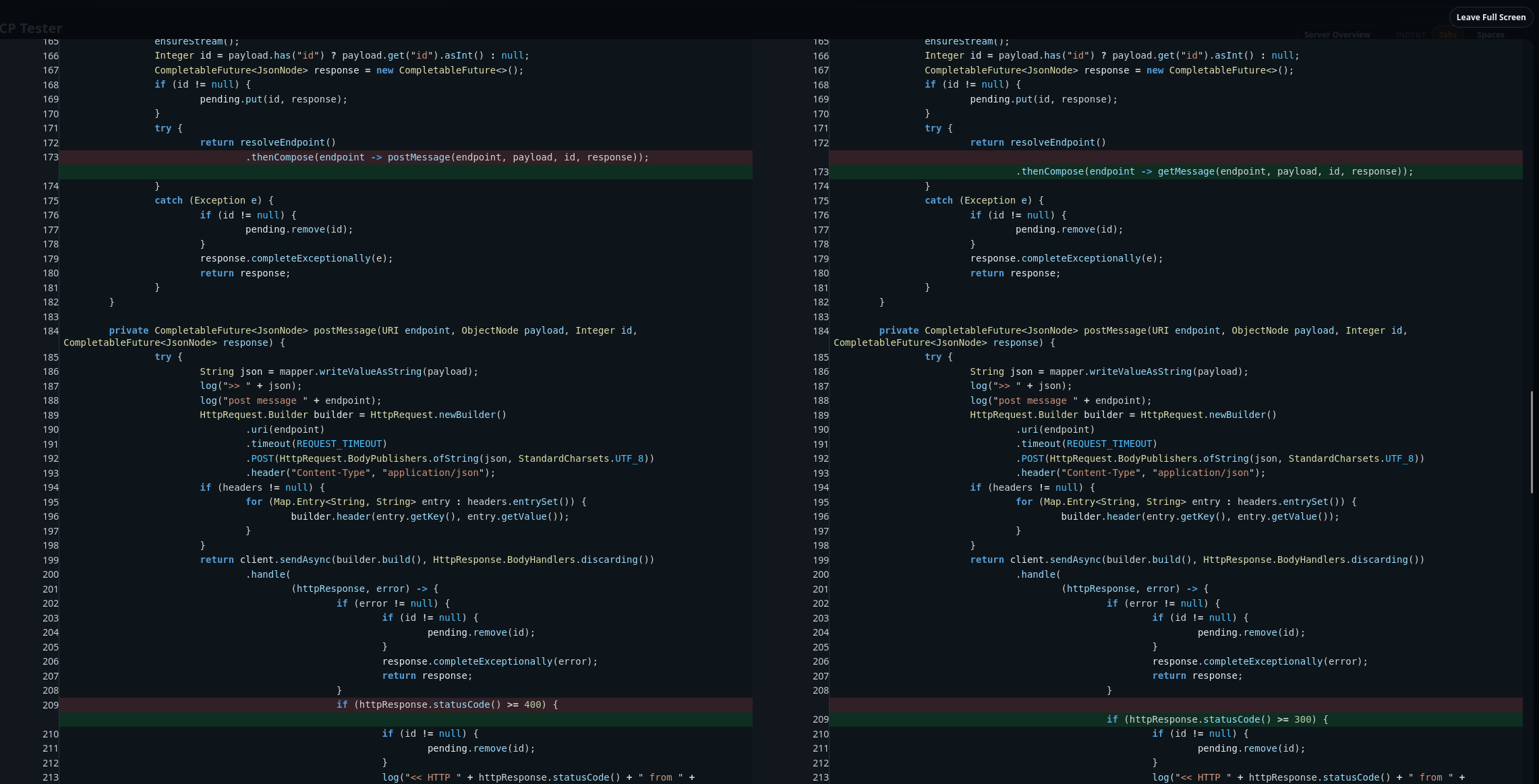Side by side diff view of the change.